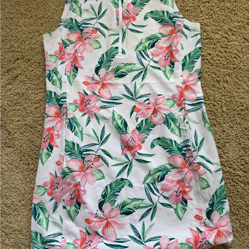 Tommy Bahama Floral Golf Dress - Pink and Green Hibiscus